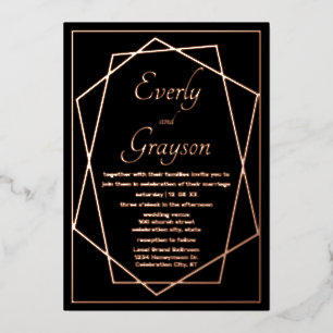Invitation En Aluminium Cadre géométrique abstrait rose gold mariage Fo