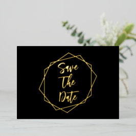 Invitation En Aluminium Cadre Géométrique Mariage Économisez La Date