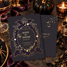 Cadre gothique Boos & Booze Halloween prune & or