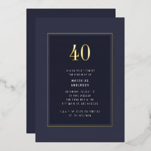 Invitation En Aluminium Cadre minimal élégant or foncé pour 40e anniversai