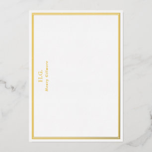Invitation En Aluminium Cadres Monogrammes Or & Blanc