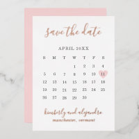Calender Coeur Rose Mariage Moderne Enregistrer La
