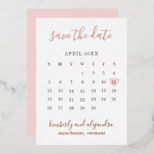 Invitation En Aluminium Calender Coeur Rose Mariage Moderne Enregistrer La