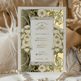 Invitation En Aluminium Calla Lily Sauvez les dates Art Nouveau Mucha