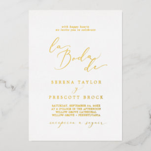 Invitation En Aluminium Calligraphie à huile d'or délicate La Boda De Mari