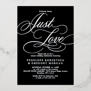 Invitation En Aluminium Calligraphie argent rien fantaisie juste amour mar