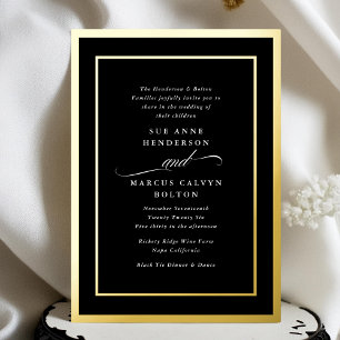 Invitation En Aluminium Calligraphie Cadres dorés Mariage