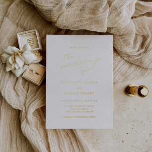 Invitation En Aluminium Calligraphie Chic Moderne Photo Mariage élégant