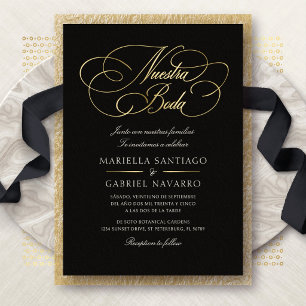 Invitation En Aluminium Calligraphie de langue espagnole Notre mariage Wed