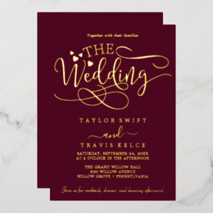 Invitation En Aluminium Calligraphie délicate à base d'argent   Le Mariage