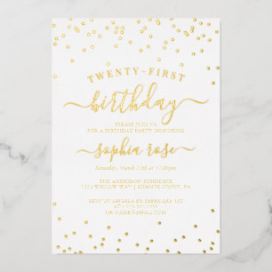 Invitation En Aluminium Calligraphie élégante avec feuille d'or pour 21e a