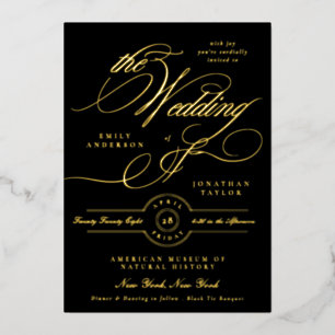 Invitation En Aluminium Calligraphie élégante formelle Mariage de Cravate 