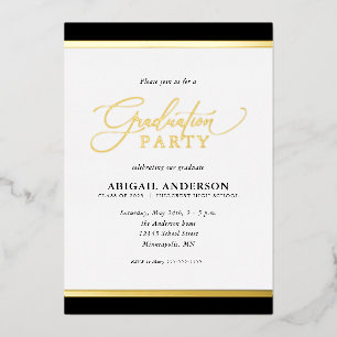 Invitation En Aluminium Calligraphie élégante moderne de graduation en or