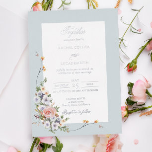 Invitation En Aluminium Calligraphie florale bohème aux pastels élégants