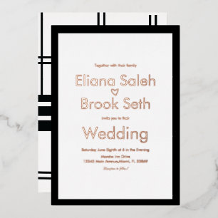 Invitation En Aluminium Calligraphie Lignes cardiaques Mariage moderne pre