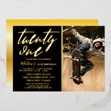 Calligraphie moderne Black & Gold 21'st Birthday