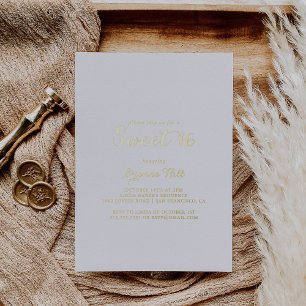 Invitation En Aluminium Calligraphie Moderne Fête d'anniversaire Sweet 16