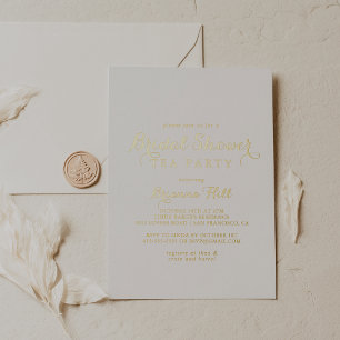 Invitation En Aluminium Calligraphie Moderne Fête de Thé pour Enterrement