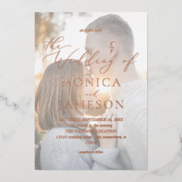 Invitation En Aluminium Calligraphie moderne V2 Mariage photo
