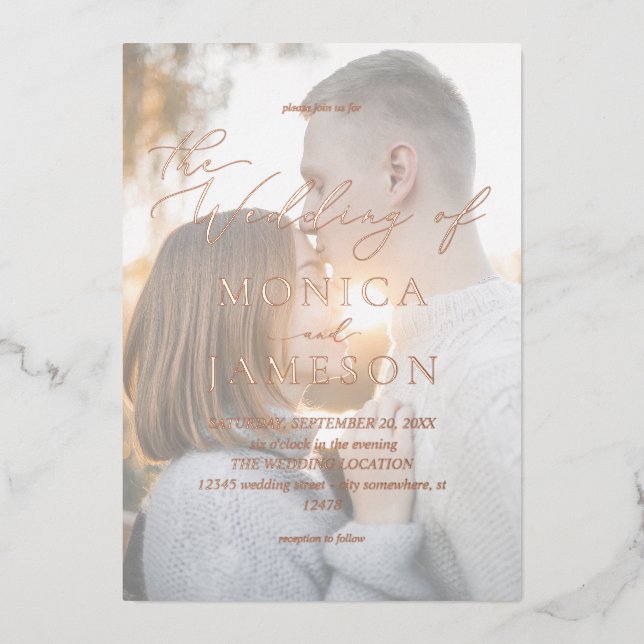 Invitation En Aluminium Calligraphie moderne V2 Mariage photo (Recto)