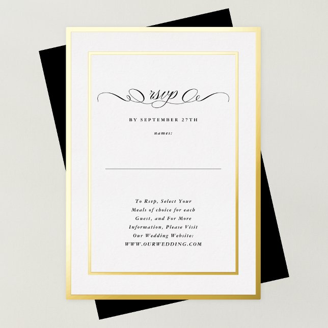 Invitation En Aluminium Calligraphie officielle Gold Frame Site Mariage RS (Créateur téléchargé)