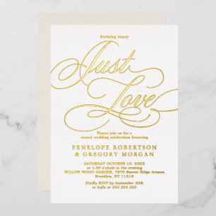 Invitation En Aluminium Calligraphie or rien de fantaisiste juste amour m