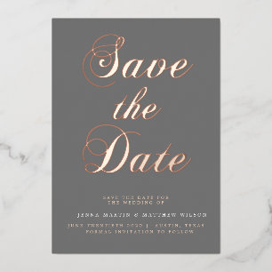 Invitation En Aluminium Calligraphie Or rose Enregistrer La Date