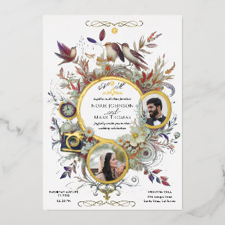 Invitation En Aluminium Calligraphie romantique Monogramme Mariage photo