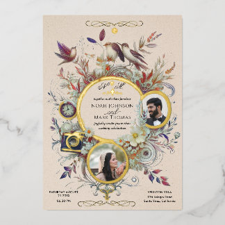 Invitation En Aluminium Calligraphie romantique Monogramme Mariage photo