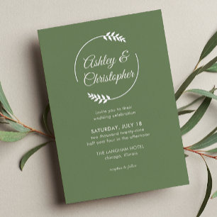 Invitation En Aluminium Camouflage de mariage vert avec cadre de feuillage