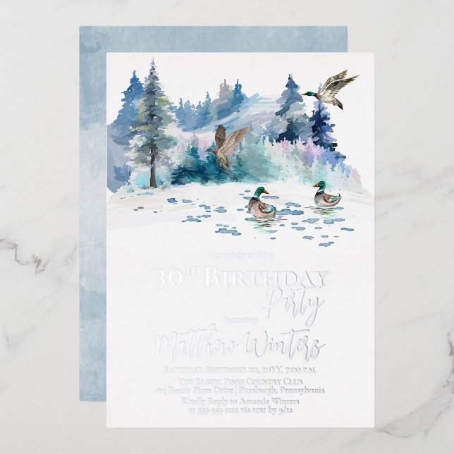Invitation En Aluminium Canards Forêt forestière Nature 30e fête d'anniver (Recto/Verso)