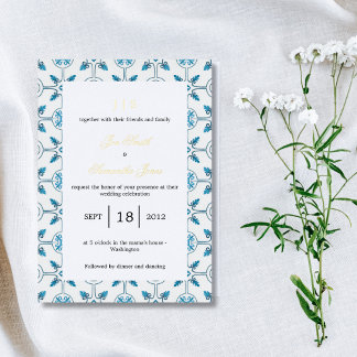 Invitation En Aluminium carreau italien bleu