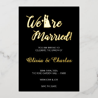 Invitation En Aluminium Carton d'invitation de mariage à feuille d'or « No