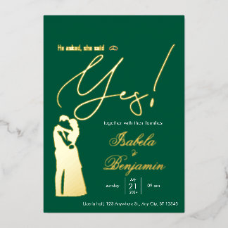 Invitation En Aluminium Carton d'invitation de mariage à feuille verte “Il