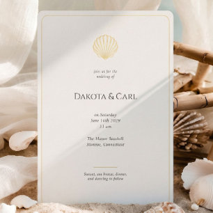 Invitation En Aluminium Carton d'invitation de mariage Coquillage doré élé