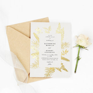 Invitation En Aluminium carton d'invitation de mariage élégant au feuillag