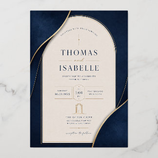 Invitation En Aluminium Carton d'invitation de mariage élégant bleu marine