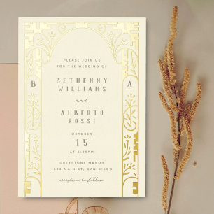 Invitation En Aluminium Carton d'invitation élégant Art nouveau à motif de