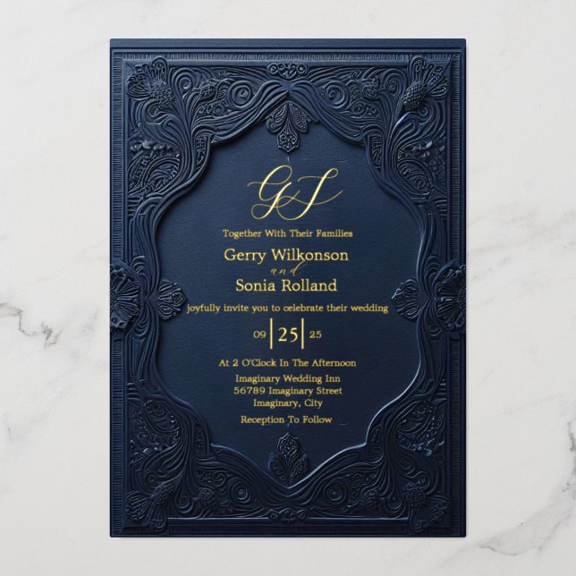 Invitation En Aluminium Carton d'invitation en feuille d'Elegant Union (Recto)
