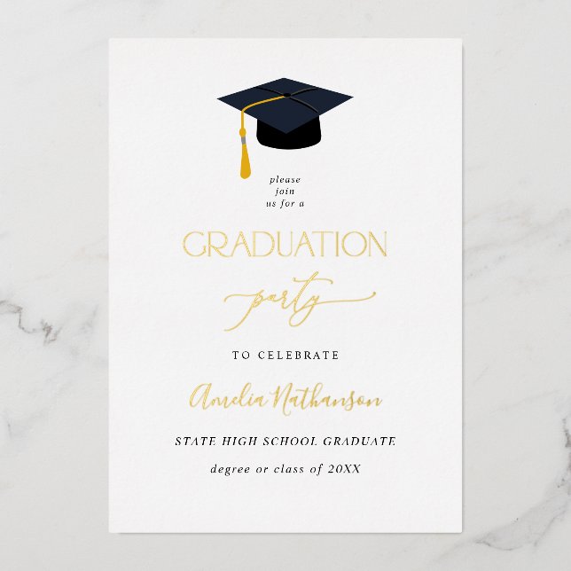 Invitation En Aluminium Casquette de diplôme de fin d'études (Recto)