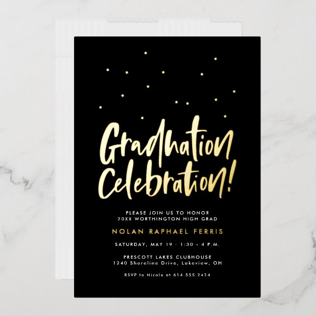Invitation En Aluminium Célébration de diplôme confetti amusant (Enveloppe)
