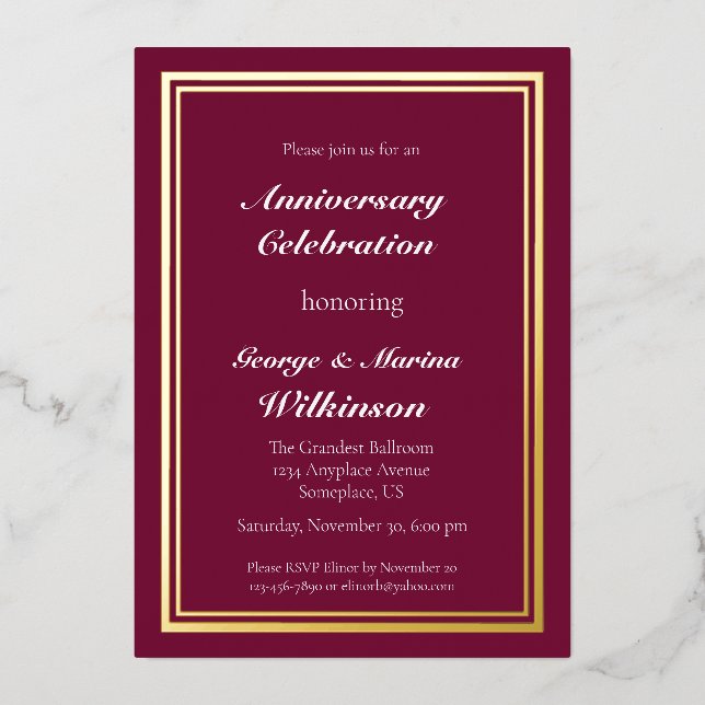 Invitation En Aluminium Célébration de l'anniversaire du mariage 50e anniv (Recto)