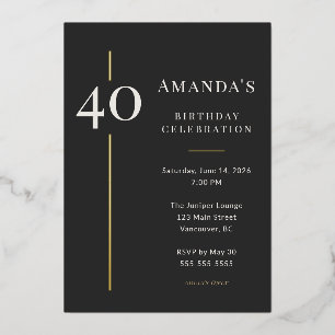 Invitation En Aluminium Célébration du 40e anniversaire Black Gold