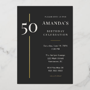 Invitation En Aluminium Célébration du 50e anniversaire Black Gold