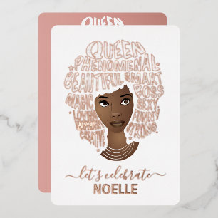 Invitation En Aluminium Célébrons l'anniversaire ! Femme noire encouragean