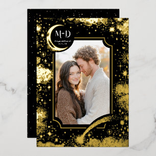 Invitation En Aluminium Céleste Romantique Starry Night Mariage Photo