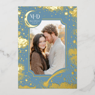 Invitation En Aluminium Céleste Romantique Starry Night Mariage Photo