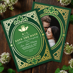 Invitation En Aluminium Celtic Knot Claddagh Trèfle Épargnez la Date