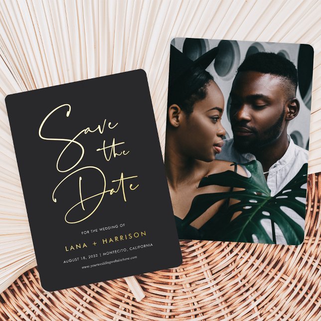 Invitation En Aluminium Cendre | Modern Minimal Script Photo Enregistrer l (Créateur téléchargé)