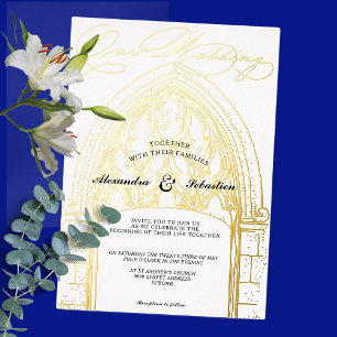 Invitation En Aluminium Cérémonie de l'église Célébration Élégant Mariage 